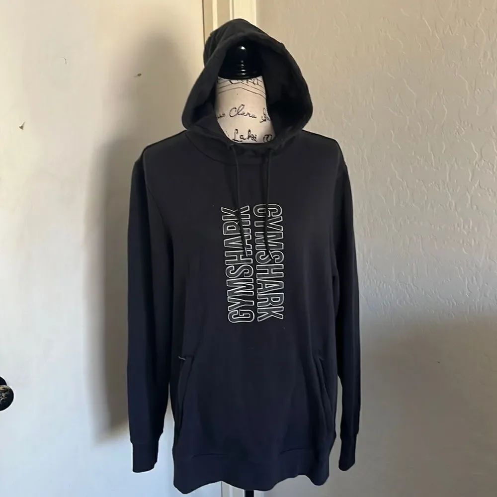 Gymshark Black Graphic Pullover Hoodie Sweatshirt
